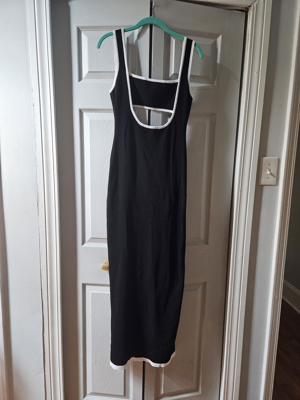 Modern Black & White Drop Back Maxi Dress